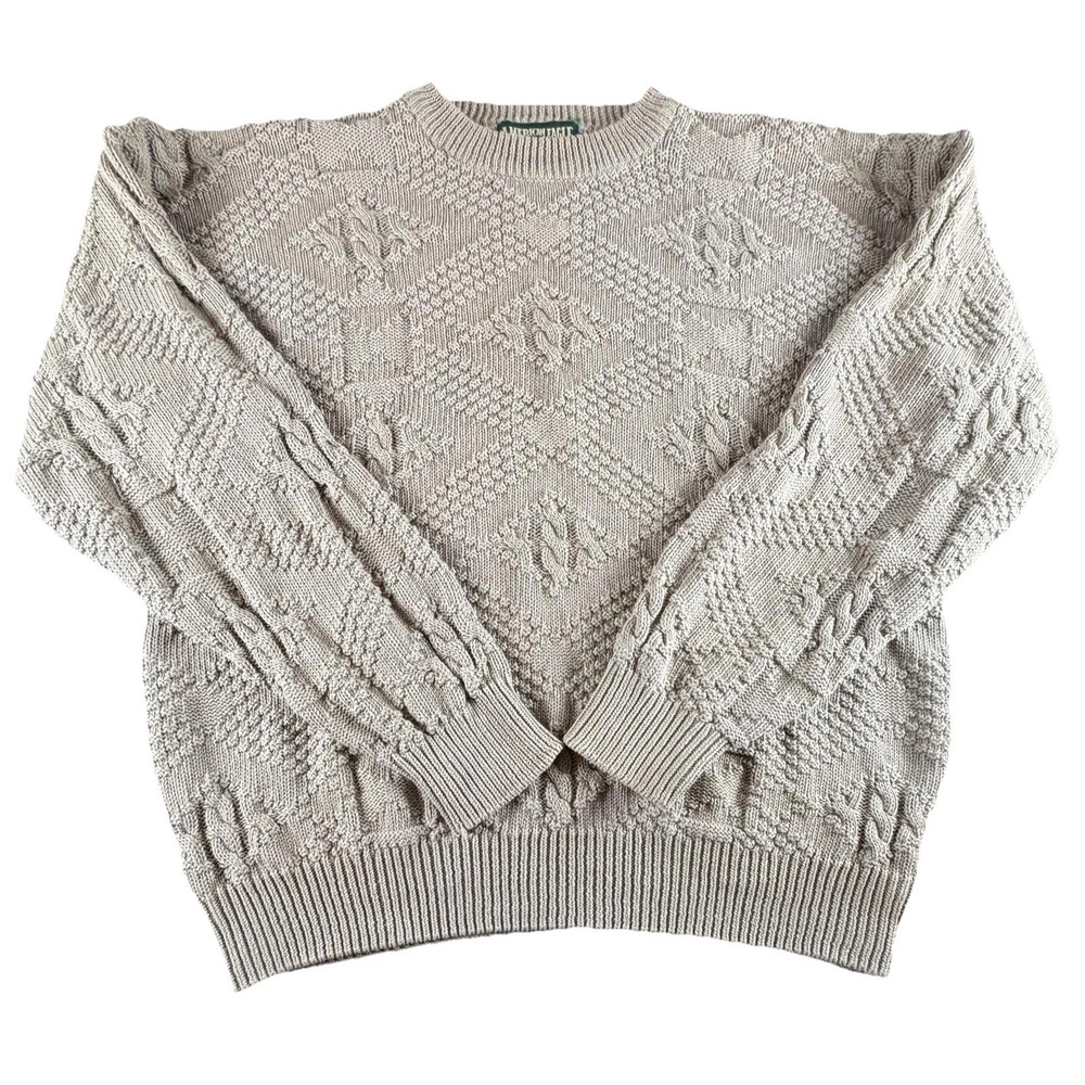 Vintage American Eagle Outfitters Sweater Mens XL Gray Cable Knit Pullover